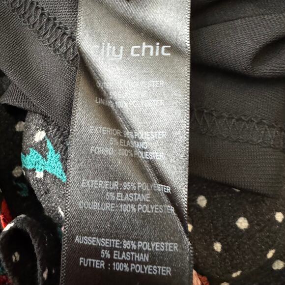 City Chic Rockabilly Polka Dot Red Floral Dress Women's Plus Size M/18 - Picture 7 of 7